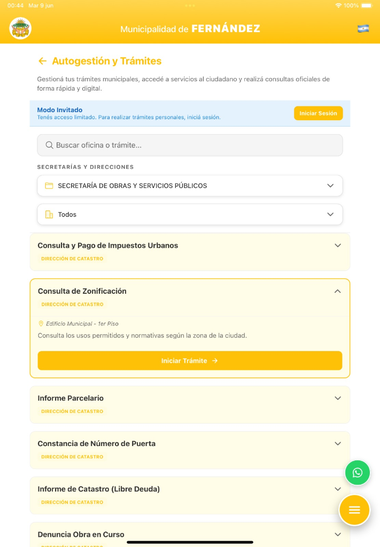 Tr&aacute;mites de la App